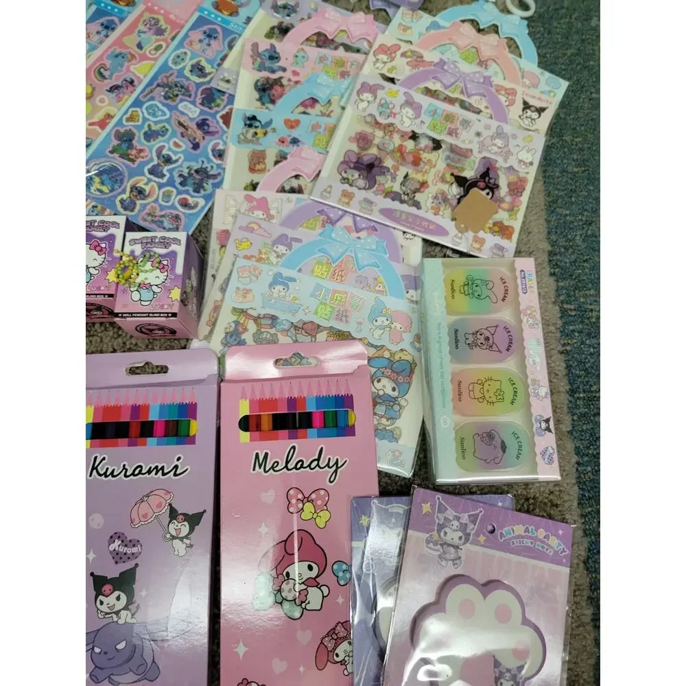 GIGANTIC!!! Sanrio Disney Stationery Set Kuromi My Melody Stitch 70 New Kpop